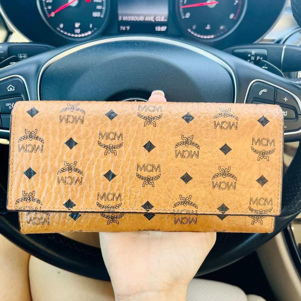 MCM Cognac Visetos Continental Wallet - Signature Logo
